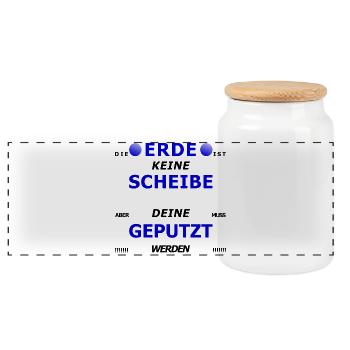 Fensterputzer Erde Spruch lustig Humor Geschenk - Panorama Keksdose mit Holzdeckel - Weiß - Vorne