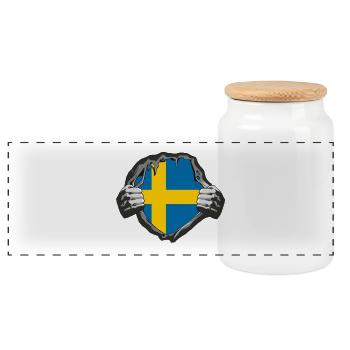 Schweden Brust / Geschenk Stockholm Göteborg - Panorama Keksdose mit Holzdeckel - Weiß - Vorne