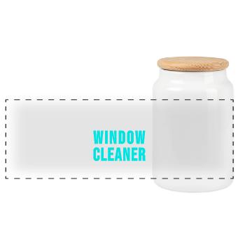 Window Cleaner Building Cleaner Sayings Gift - Panoramic Cookie Jar with Wooden Lid - white - Front