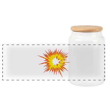 Explosion Star Flame - Panoramic Cookie Jar with Wooden Lid - white - Front