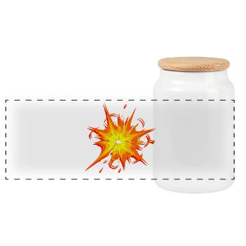 explosion étoile flamme splash couleur taches coloré - Boîte à biscuits avec couvercle en bois - blanc - Devant