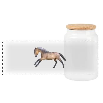 Conception énergique du cheval de galop - Boîte à biscuits avec couvercle en bois - blanc - Devant