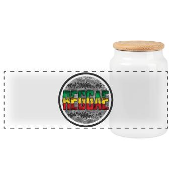 Regenbogen Rasta Friedenssymbol - Panorama Keksdose mit Holzdeckel - Weiß - Vorne