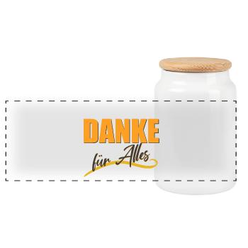 DANKE für Alles - Panorama Keksdose mit Holzdeckel - Weiß - Vorne