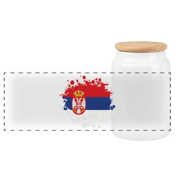Serbie Klecks / Cadeau De Belgrade Balkans drapeau - Boîte à biscuits avec couvercle en bois - blanc - Devant