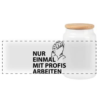 nur einmal mit profis arbeiten - Panorama Keksdose mit Holzdeckel - Weiß - Vorne