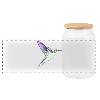 hummingbird effect - Panoramic Cookie Jar with Wooden Lid - white - Front