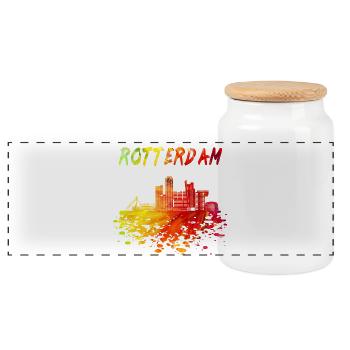 Rotterdam Skyline / Cadeau ville Pays-Bas - Boîte à biscuits avec couvercle en bois - blanc - Devant