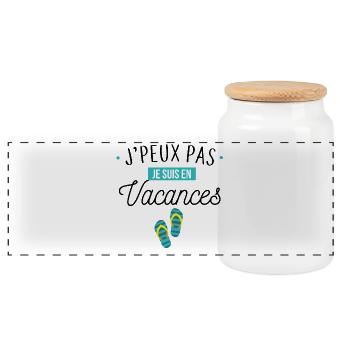 Je suis en vacances — Tongs turquoise - Boîte à biscuits avec couvercle en bois - blanc - Devant