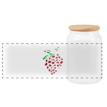 Crazy strawberry - Panoramic Cookie Jar with Wooden Lid - white - Front