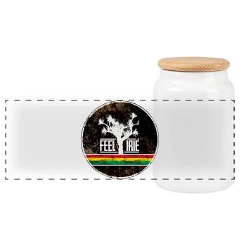 Feel Irie Baum mit Reggaestreifen - Panorama Keksdose mit Holzdeckel - Weiß - Vorne
