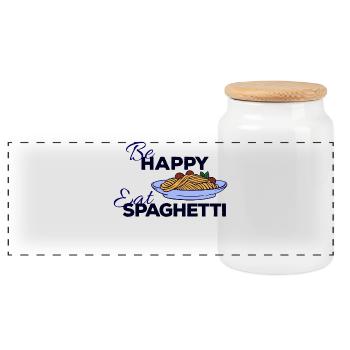 Spaghetti Pasta Asciutta Italie nourriture dit - Boîte à biscuits avec couvercle en bois - blanc - Devant