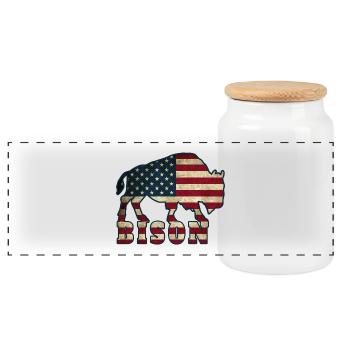 Etats-Unis Bison / Drapeau cadeau Western Buffalo - Boîte à biscuits avec couvercle en bois - blanc - Devant