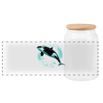 orca - Boîte à biscuits avec couvercle en bois - blanc - Devant