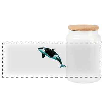 Orca - Boîte à biscuits avec couvercle en bois - blanc - Devant