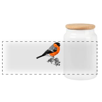 bird - Panoramic Cookie Jar with Wooden Lid - white - Front