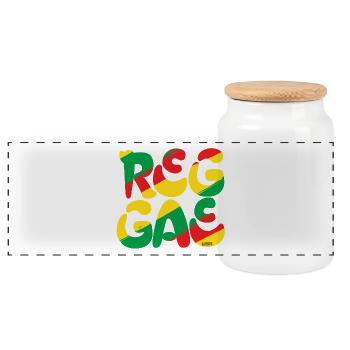 Reggae Vibes Colorful Logo - Panorama Keksdose mit Holzdeckel - Weiß - Vorne