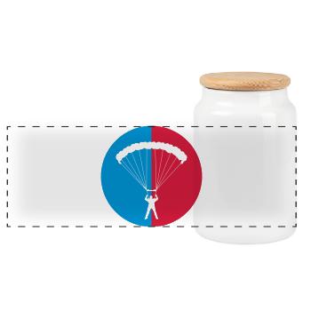 Skydiving - Panoramic Cookie Jar with Wooden Lid - white - Front