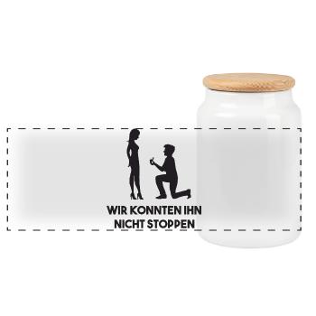 Hen party funny saying bachelor party celebration - Panoramic Cookie Jar with Wooden Lid - white - Front