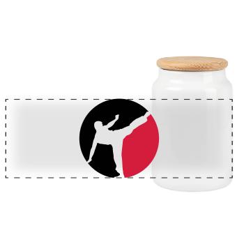 Karate - Panorama Keksdose mit Holzdeckel - Weiß - Vorne