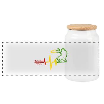 Icône du rythme du reggae Lion - Boîte à biscuits avec couvercle en bois - blanc - Devant
