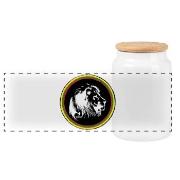 Anneau de roue chromatique Rasta - Boîte à biscuits avec couvercle en bois - blanc - Devant