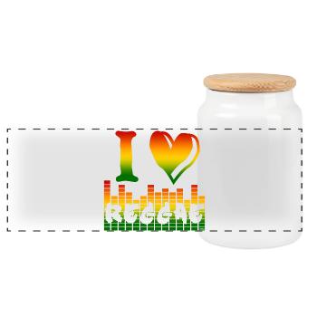 J’adore le reggae arc-en-ciel - Boîte à biscuits avec couvercle en bois - blanc - Devant