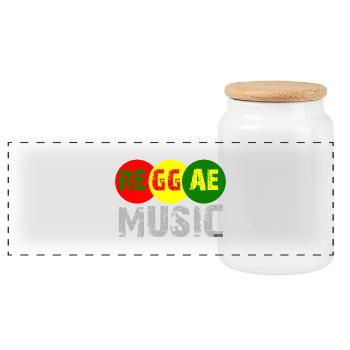 Reggae Music Color Wheel Logo - Panoramic Cookie Jar with Wooden Lid - white - Front