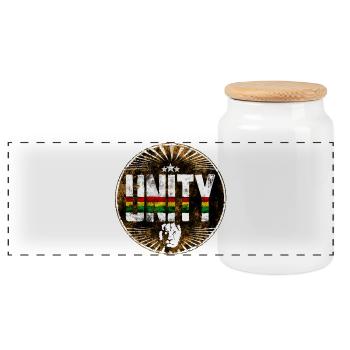 Unity Rastafari Peace Symbol - Panoramic Cookie Jar with Wooden Lid - white - Front