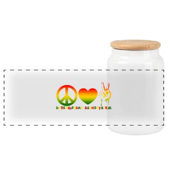 Peace Love Klangsystem - Panorama Keksdose mit Holzdeckel - Weiß - Vorne