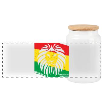 Lion de style rasta - Boîte à biscuits avec couvercle en bois - blanc - Devant