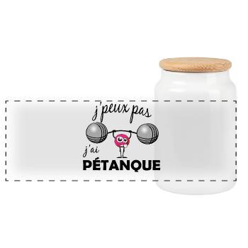 JPEUX PAS JAI PETANQUE - Boîte à biscuits avec couvercle en bois - blanc - Devant