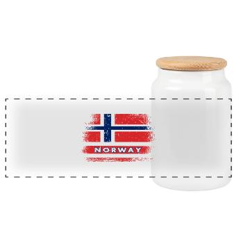 Norvège Drapeaux Conception / Cadeau Oslo - Boîte à biscuits avec couvercle en bois - blanc - Devant