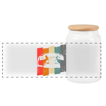 phone - Panoramic Cookie Jar with Wooden Lid - white - Front