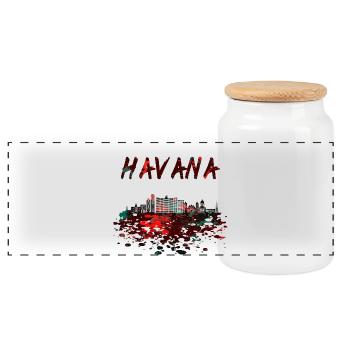 Skyline de La Havane / Cuba cadeau ville Caraïbes - Boîte à biscuits avec couvercle en bois - blanc - Devant