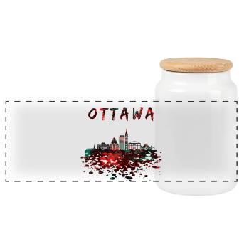 Ottawa Skyline / Canada cadeau ville - Boîte à biscuits avec couvercle en bois - blanc - Devant