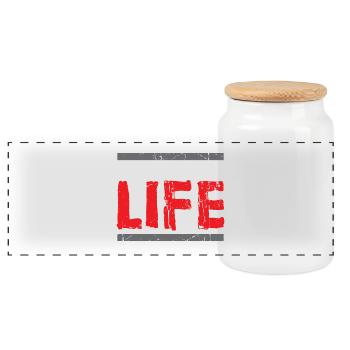Fitness saying - Panoramic Cookie Jar with Wooden Lid - white - Front