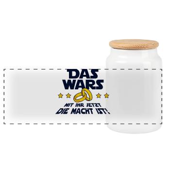 Les guerres en disant enterrement de vie de garçon - Boîte à biscuits avec couvercle en bois - blanc - Devant