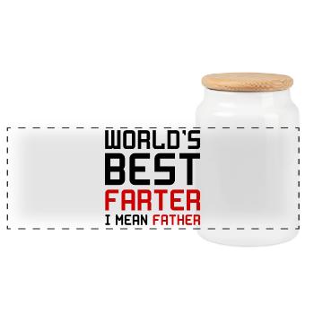 Worlds Best Farter Father Père Papa Pet cadeau - Boîte à biscuits avec couvercle en bois - blanc - Devant