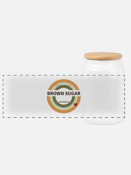 Brauner Zucker - Panorama Keksdose mit Holzdeckel - Weiß