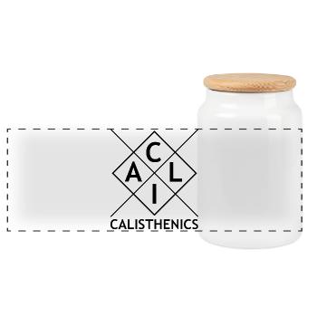 Logo de la gymnastique géométrique - Boîte à biscuits avec couvercle en bois - blanc - Devant