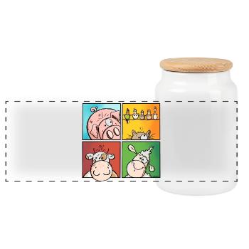 Funny Farm - Animaux - Boîte à biscuits avec couvercle en bois - blanc - Devant