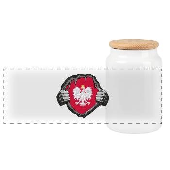 Poland Breast / Gift Warsaw Krakow - Panoramic Cookie Jar with Wooden Lid - white - Front