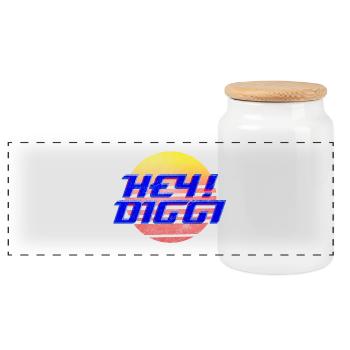 Hey Diggi - Panoramic Cookie Jar with Wooden Lid - white - Front