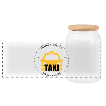 Taxi - Boîte à biscuits avec couvercle en bois - blanc - Devant