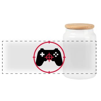Gamer / Gaming - Boîte à biscuits avec couvercle en bois - blanc - Devant