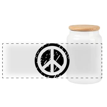 peace - Panoramic Cookie Jar with Wooden Lid - white - Front