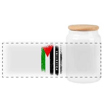 Palestine Flag / Gift Gaza - Panoramic Cookie Jar with Wooden Lid - white - Front