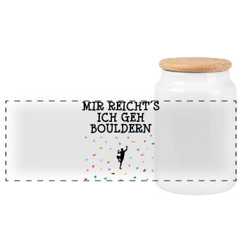Bergsteigen Klettern Bouldern Spruch Sport Lustig - Panorama Keksdose mit Holzdeckel - Weiß - Vorne