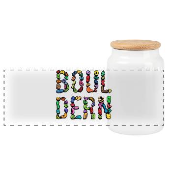 Bouldering boulder climbing scripture mountaineering - Panoramic Cookie Jar with Wooden Lid - white - Front